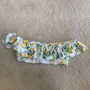 lemon print bathing suit top